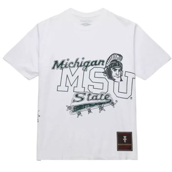 NWT Sealed Travis Scott Cactus Jack x Mitchell & Ness Michigan State MSU T Shirt - Picture 1 of 4